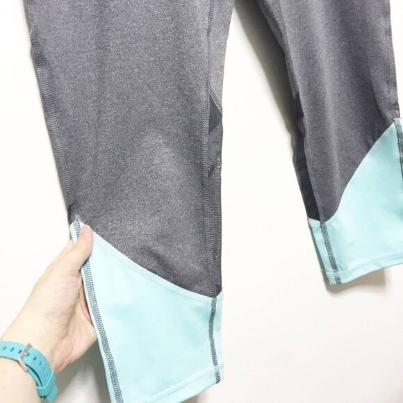 New! Z by Zella Teal Gray Crop Leggings - Picture 2 of 7